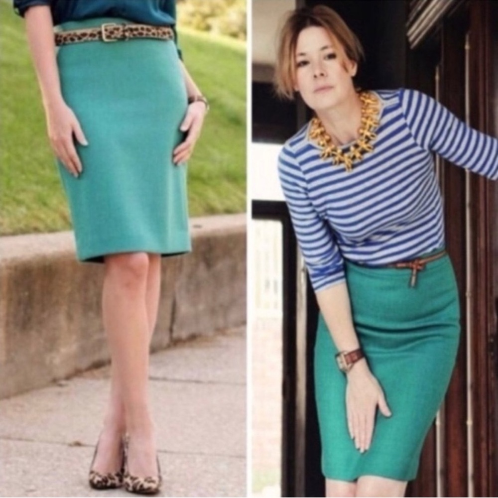 J. Crew Wool No. 2 Pencil Skirt in Turquoise
